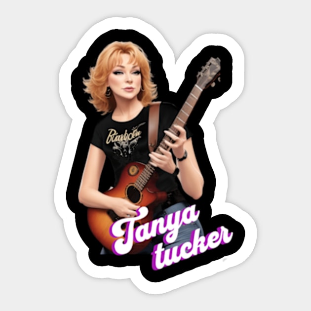 tanya tucker //retro vector playing guitar Sticker by girls store